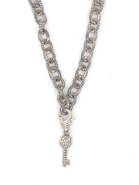 Judith Ripka Sterling Silver CZ Key Pendant Necklace - 18"